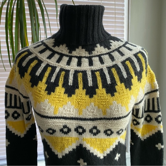 RALPH LAUREN Vintage Tribal Print Hand Knitted Sweater Black Yellow Size S - Picture 5 of 10